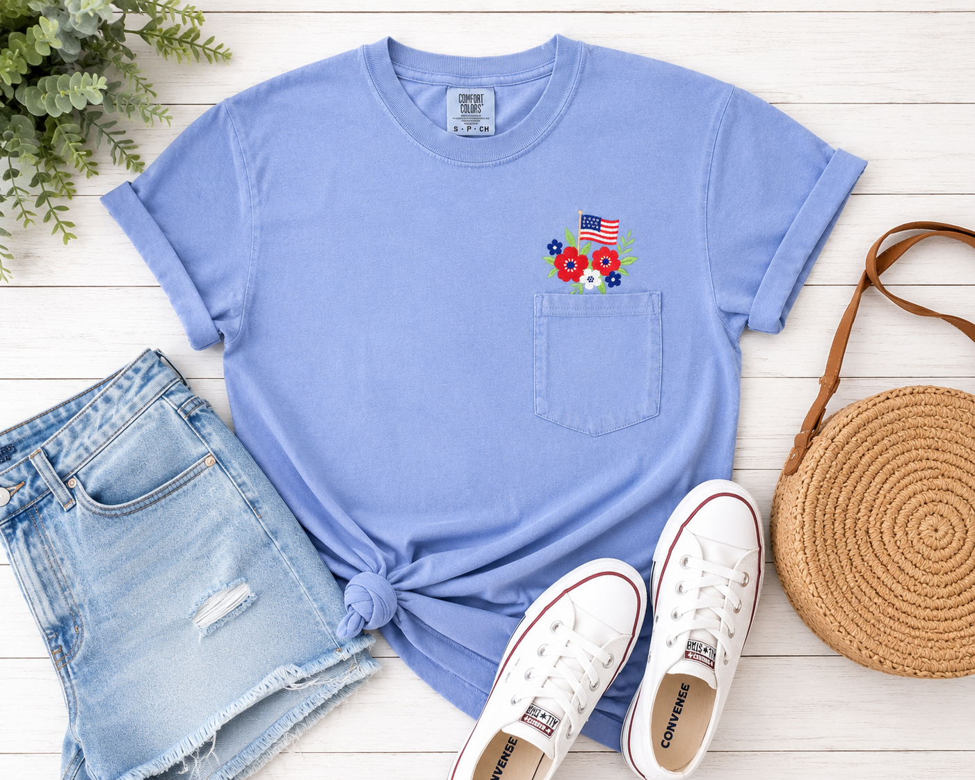 Stars and Blooms Pocket Tee