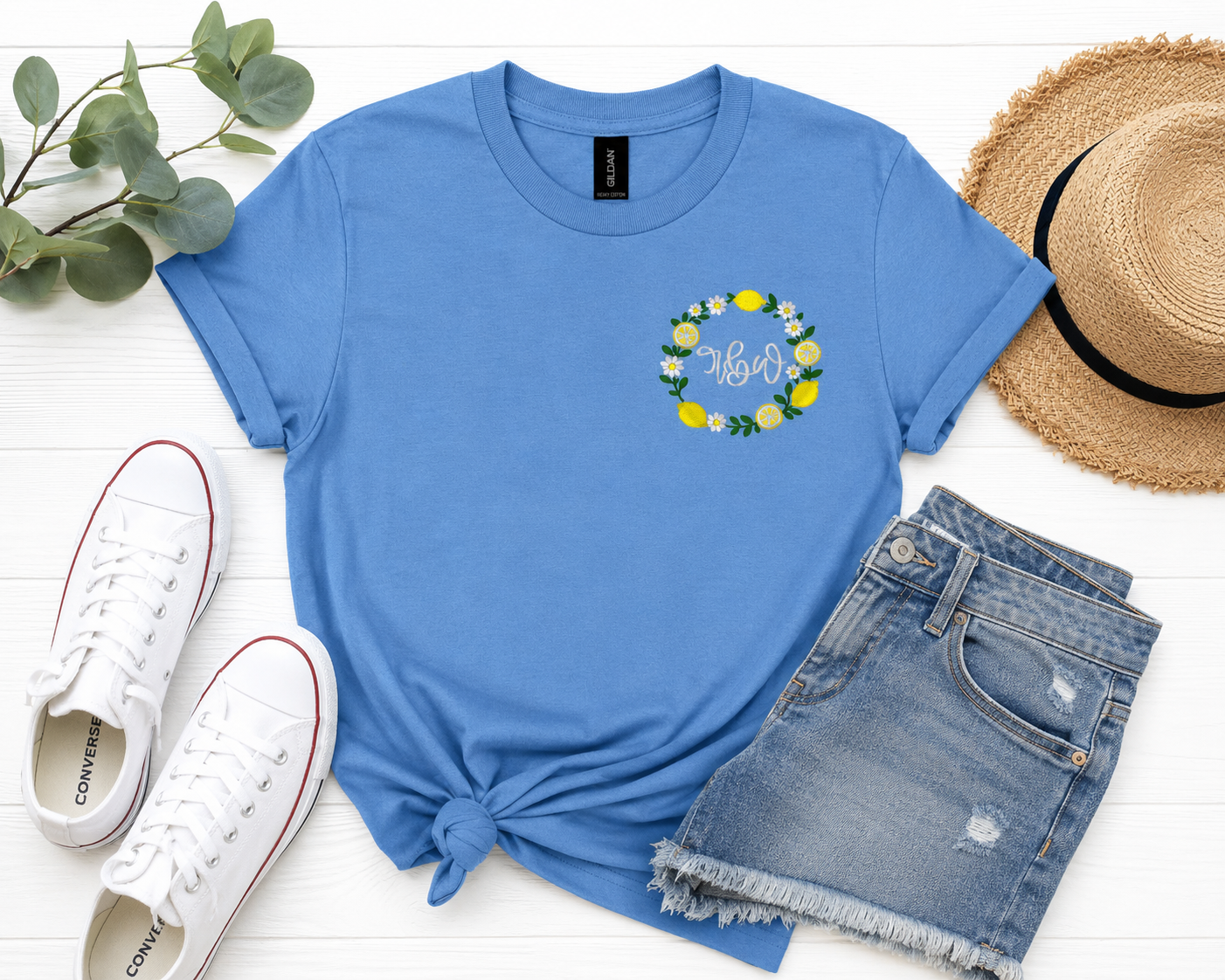 Lemon Blossom Embroidered T-shirt